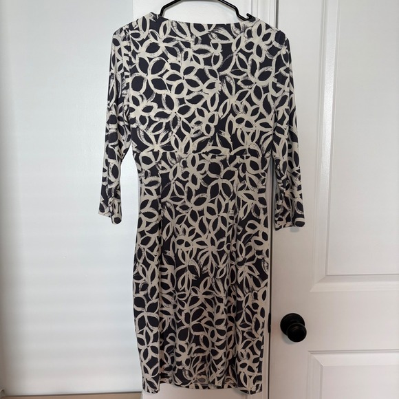 Lauren Ralph Lauren Dress Women's 10P‎ Petite Black Beige Floral 3/4 Sleeve - Picture 5 of 7